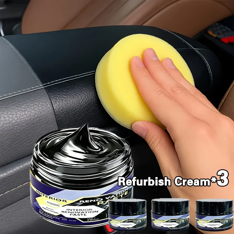 3pcs Repair Kit Car for Plastic Parts Care Interior Gloss Wax,Tire Anti-Yellowing Protection, Nano-Crystal Removal Restoration