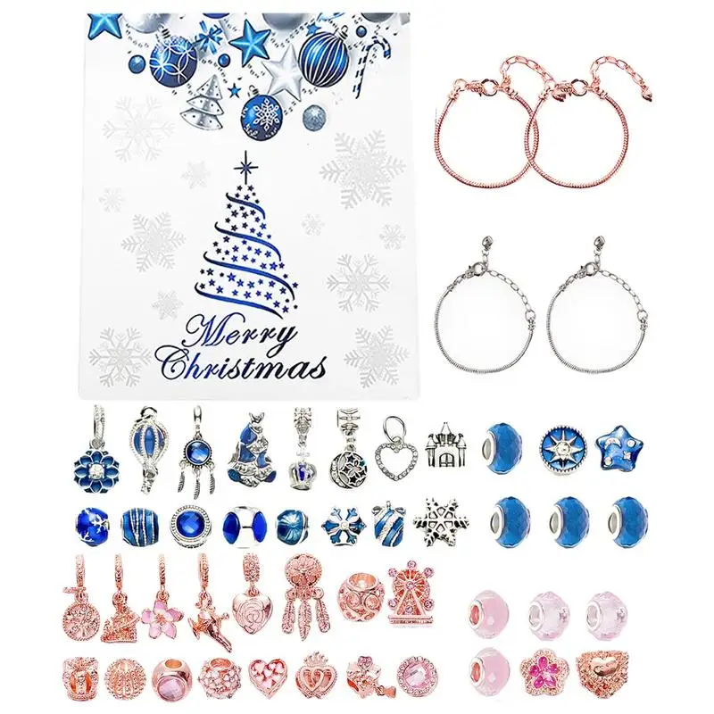 Charm Advent Calendar 2023 Christmas Countdown Calendar Bracelets DIY Jewelry Making Kit Christmas Gift Box for Kids Girls