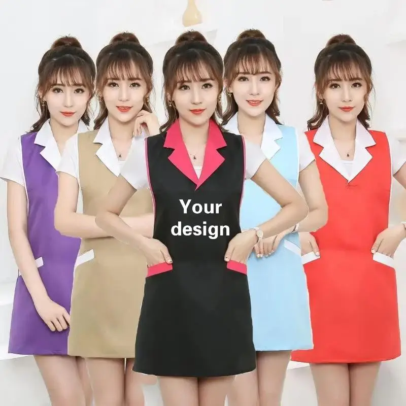 

Apron Custom Print Logo Anti Fouling Wear Resistant Hanging Neck Advertising Kitchen Hot Pot Cake Shop Embroidery Name