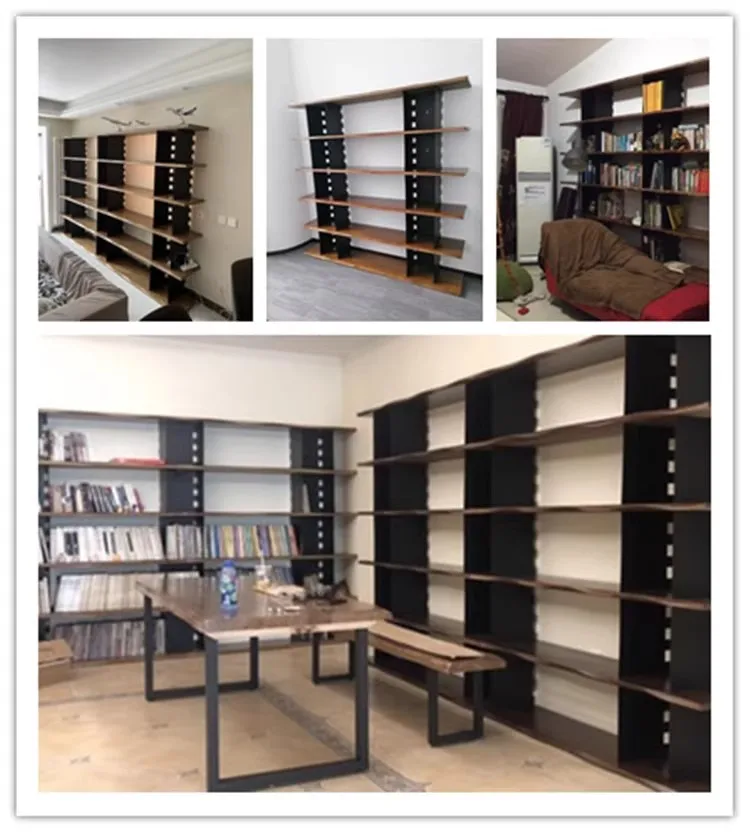Immagine 4: Libreria industriale a parete intera, libreria multipiano per soggiorno, ufficio, studio, espositore per CD