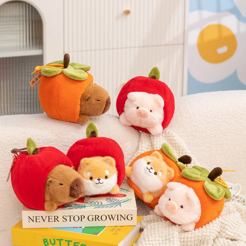 Creativo lindo bendición caqui Animal juguetes de peluche suave esponjoso regordete dibujos animados Piggy Capybara muñeca divertido llavero bolsas Decoración