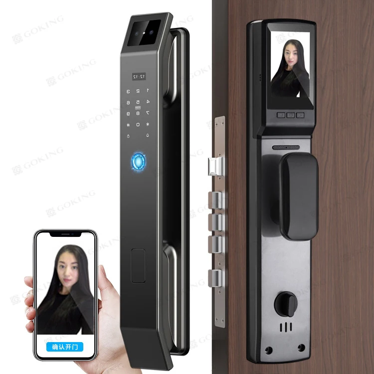 Cerradura inteligente de alta seguridad Goking, cerradura de puerta inteligente, cerradura de seguridad eléctrica con huella dactilar, cerradura de puerta digital wifi con cámara