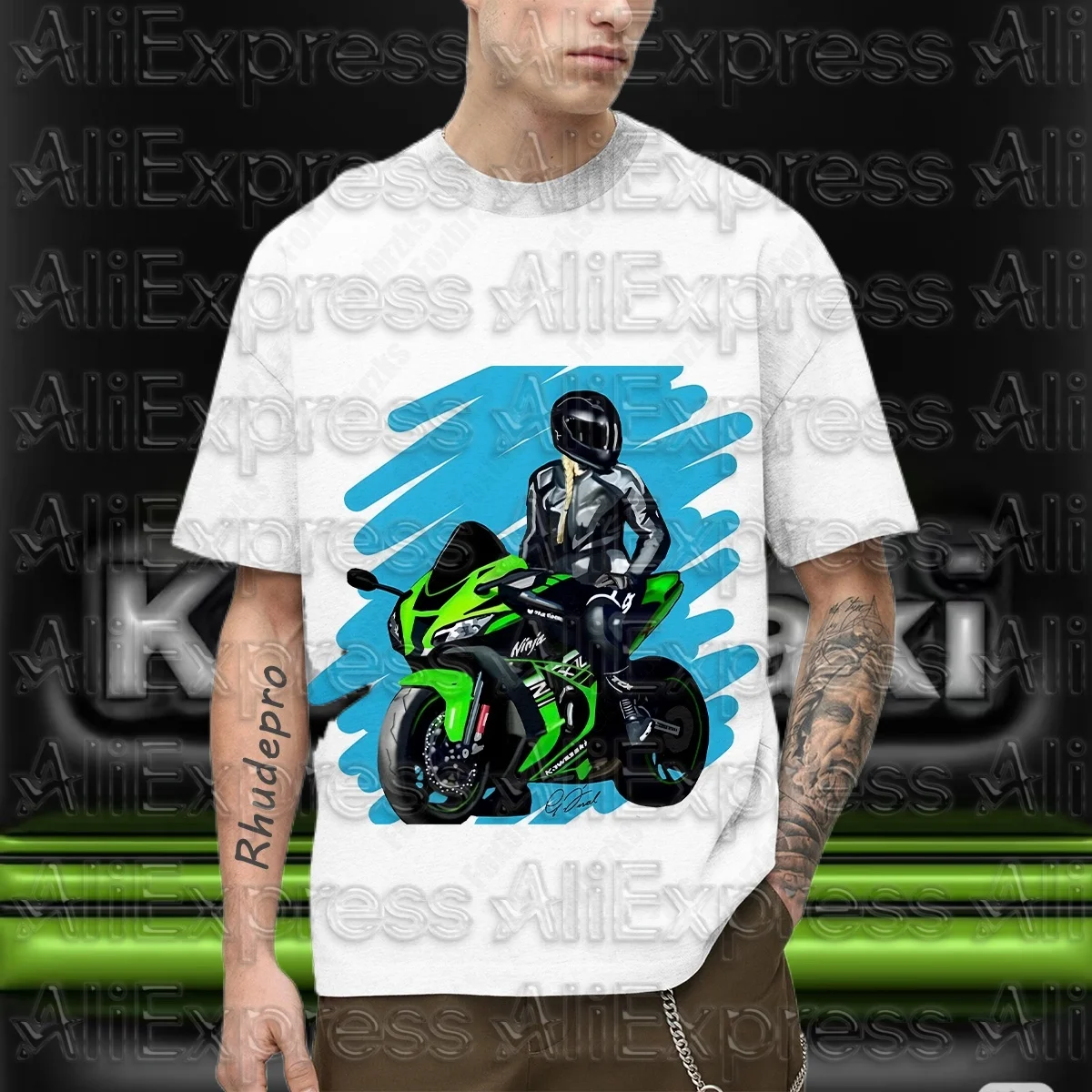 

Мужская футболка MOTO Kawasaki, мотоциклетная футболка, футболка для верховой езды, солнцезащитный крем, быстросохнущая, впитывающая пот, летняя футболка с 3d принтом