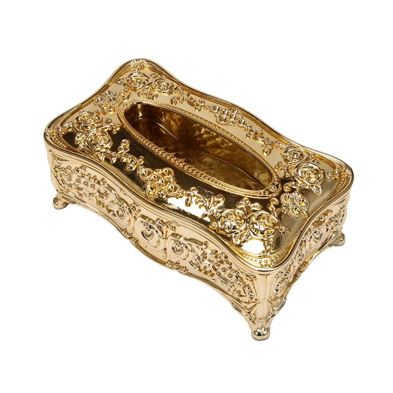 

【Rushed】3X Gold Acrylic Tissue Box Hotel Restaurant Napkin Holder Household Tissue Box
