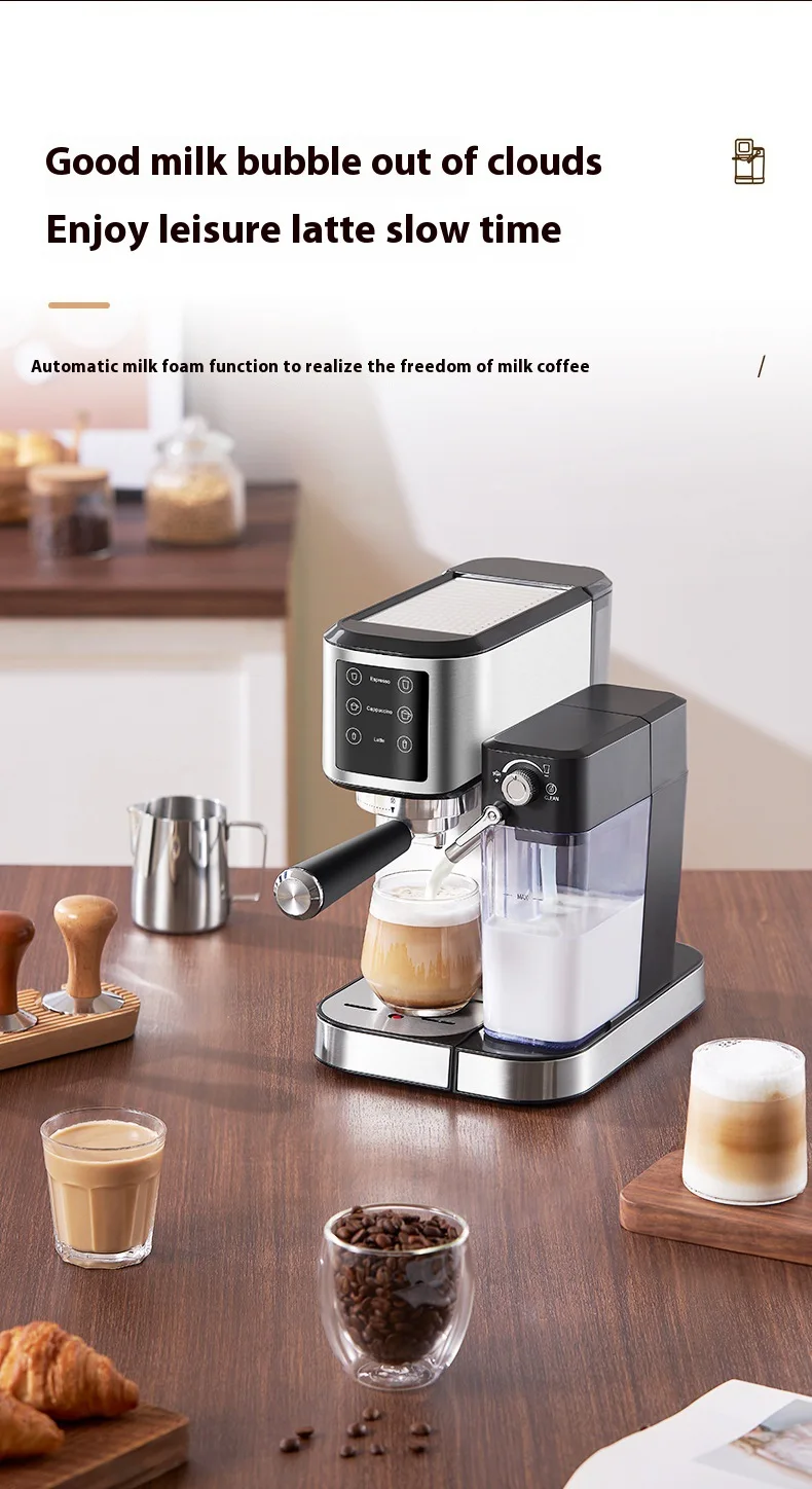 Semi-automatic High Pressure Steam Brewing Espresso Machine Stainless Steel Espresso Machine Coffee Machine Household Small