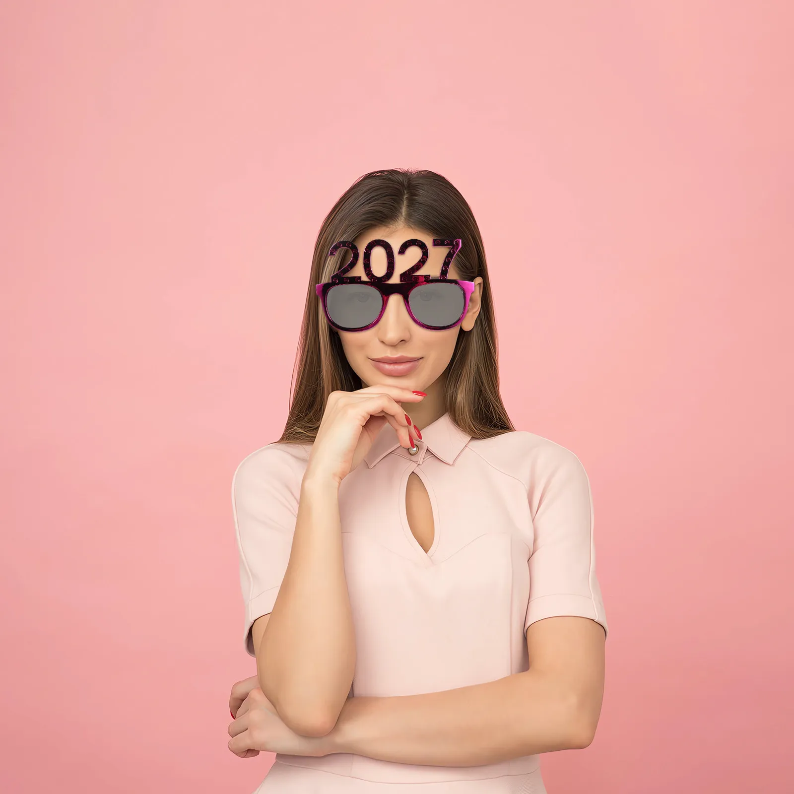 4Pcs New Years Eve Party Glasses 2027 Novelty Number Shaped Unisex Photo Booth Props Graduation Party Favors Decorative Eyewear