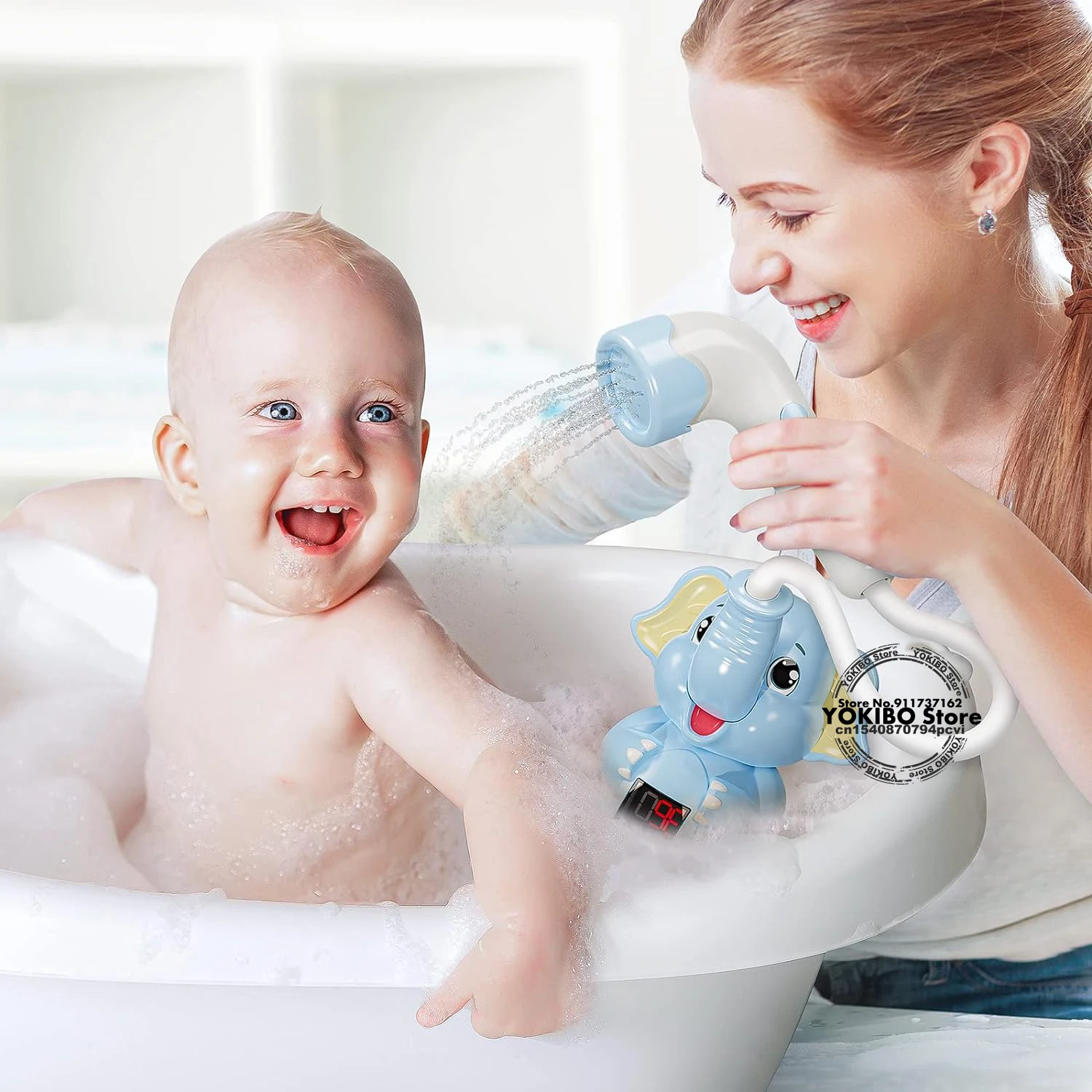 Baby Bath Toys Bath Shower with Shower Thermometer Electric Elephant Water Spray Water Toys for Kids Tathtub Toys for Toddlers