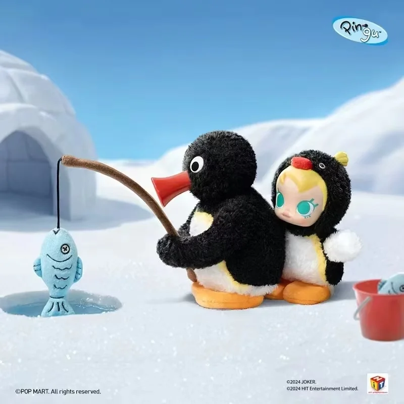 Genuine Molly Blind Box Baby Molly X Pingu Happy Fishing Series Figurine Vinyl Doll Toy Collection Model Girl Birthday Gifts