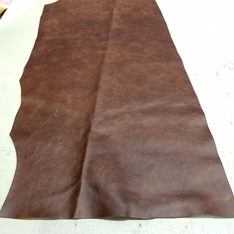 Brown 1.2mm Matte Waxed Oil Full-Grain Leather Genuine Leather Material Soft Upholstery Sofa Bed Head Seat Handmade DIY Clothing