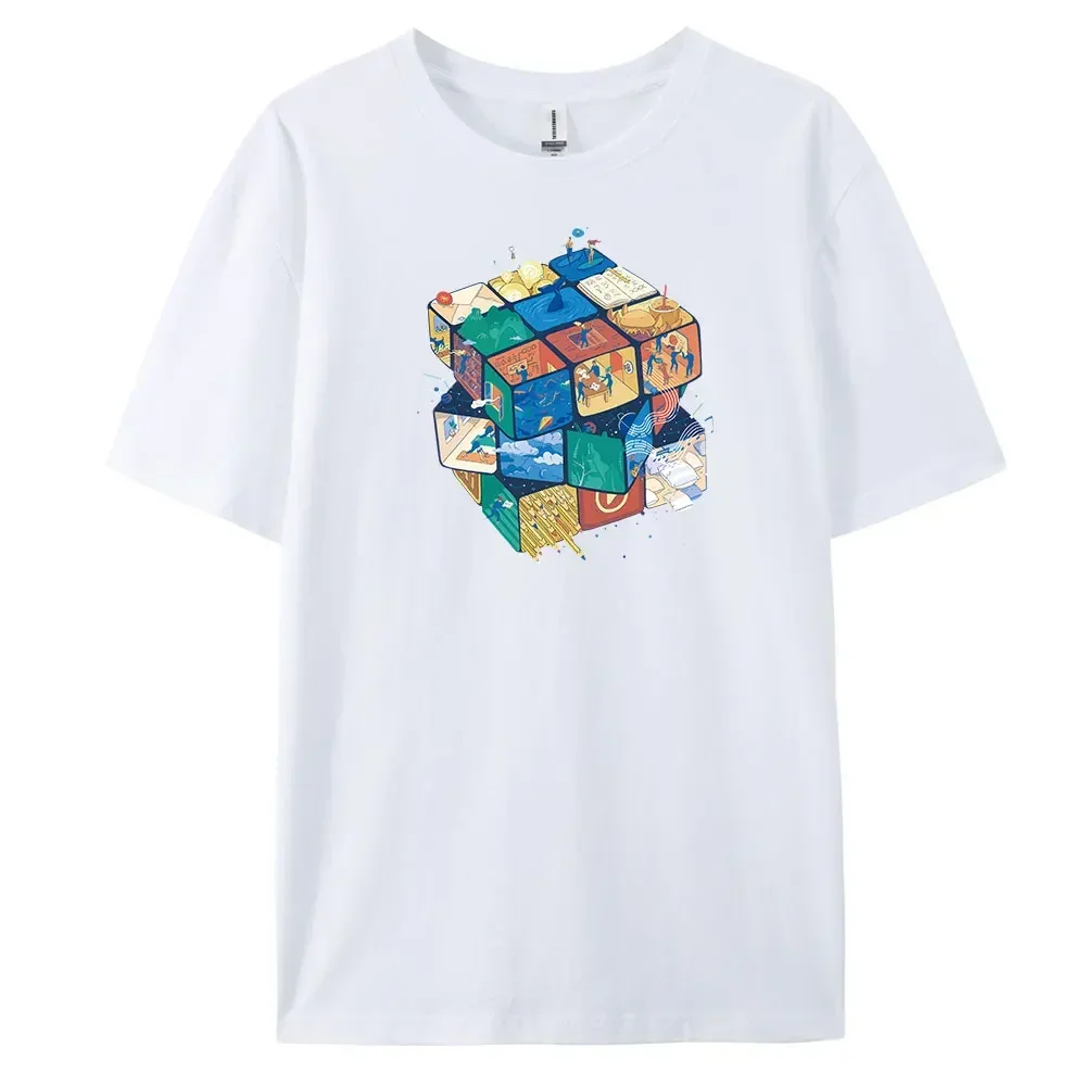 

Magic Cube Men's Casual Short-sleeved T-shirt with 100% Cotton Fashion print Tees oversize