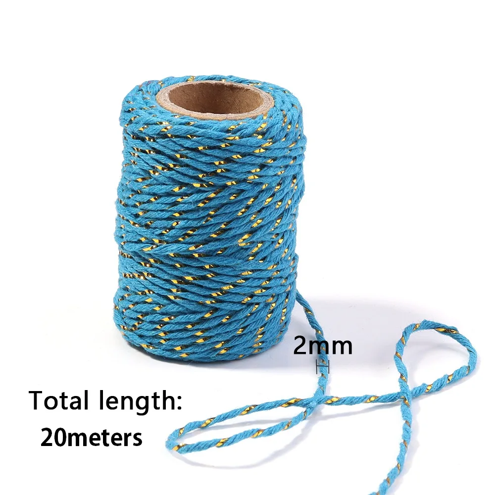 2 مللي متر × 20 متر حبل مضفر عيد الميلاد الموضوع الذهبي الحرير سلسلة حبل لصنع هدية الكريسماس التعبئة والتغليف DIY بها بنفسك الطرف الديكور #3