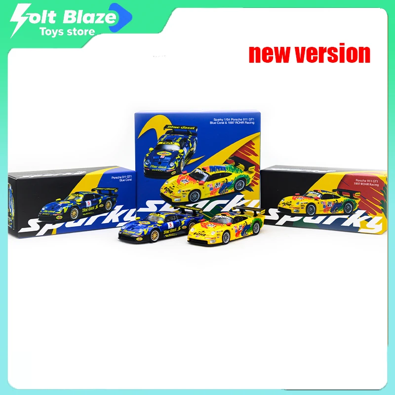 

New Brand 1/64 Sparky Die Cast Mini Car Model Simulation Porsche 911 GT1 Dual-Car Set Model Desktop Decoration Models Boy Gift