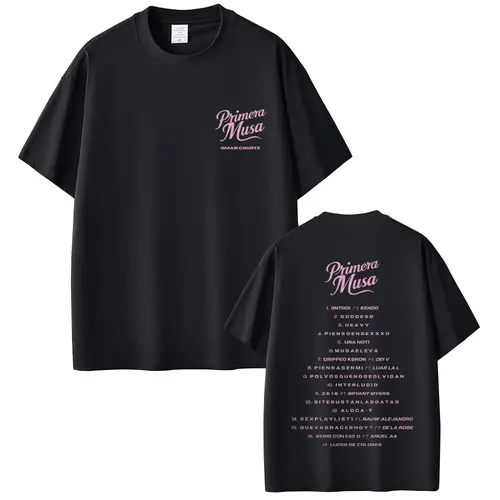 Camiseta con Logo del álbum de música del rapero Omar Courtz Primera Musa, camiseta de Hip Hop a la moda para hombres y mujeres, camisetas Vintage informales de algodón Unisex