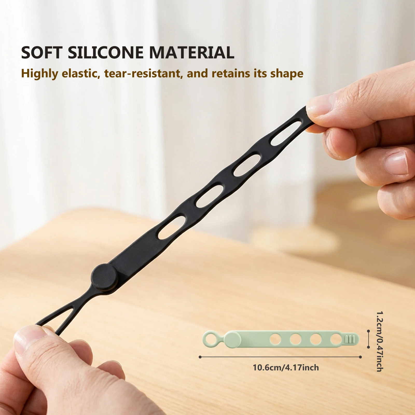 Adjustable Cable Ties, Reusable Multi-Hole Cord Organizer Straps for Wire Management, Keep Cords Tidy at Home & Office