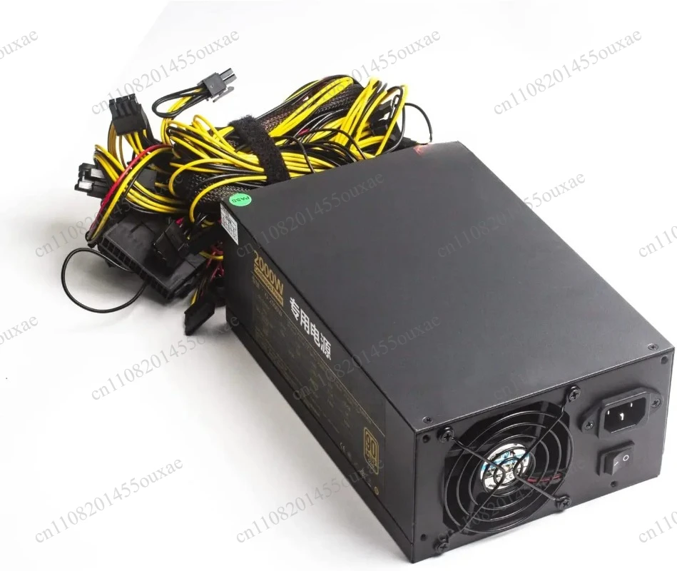 2000W 80Plus Gold Certified PSU 180V-240V Built-in Cool Fan for 8 GPU Server Mining PC