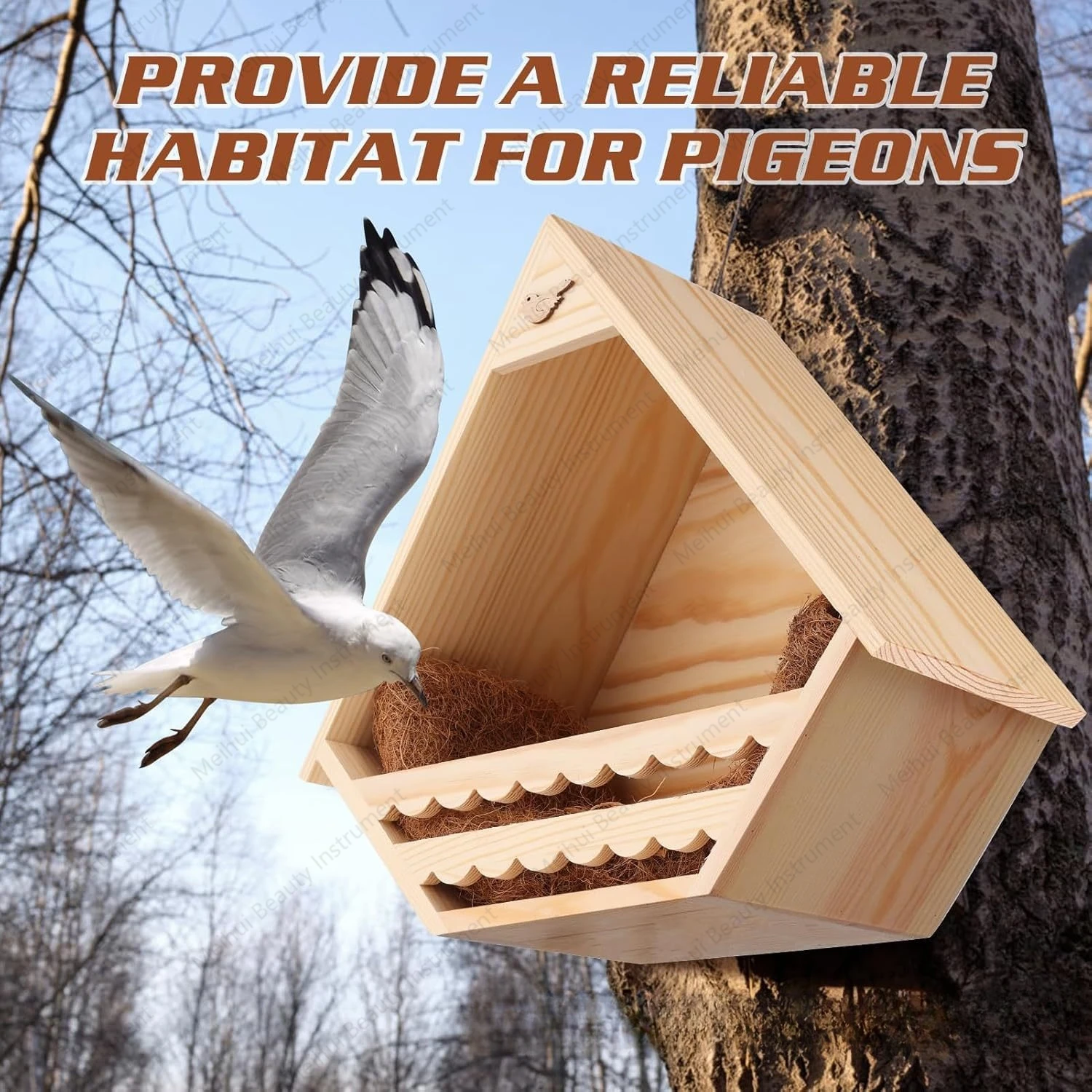 Wooden Hanging Bird Nest Pigeon House Is Suitable for Outdoor Bird Habitat, Pastoral Hummingbird Wall, Solid Bird Nest