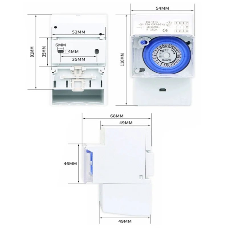 Mechanical Timer 24 Hours Time Switch Relay Electrical Programmable Timer 24 Hour SUL181H Din Rail Timer Switch