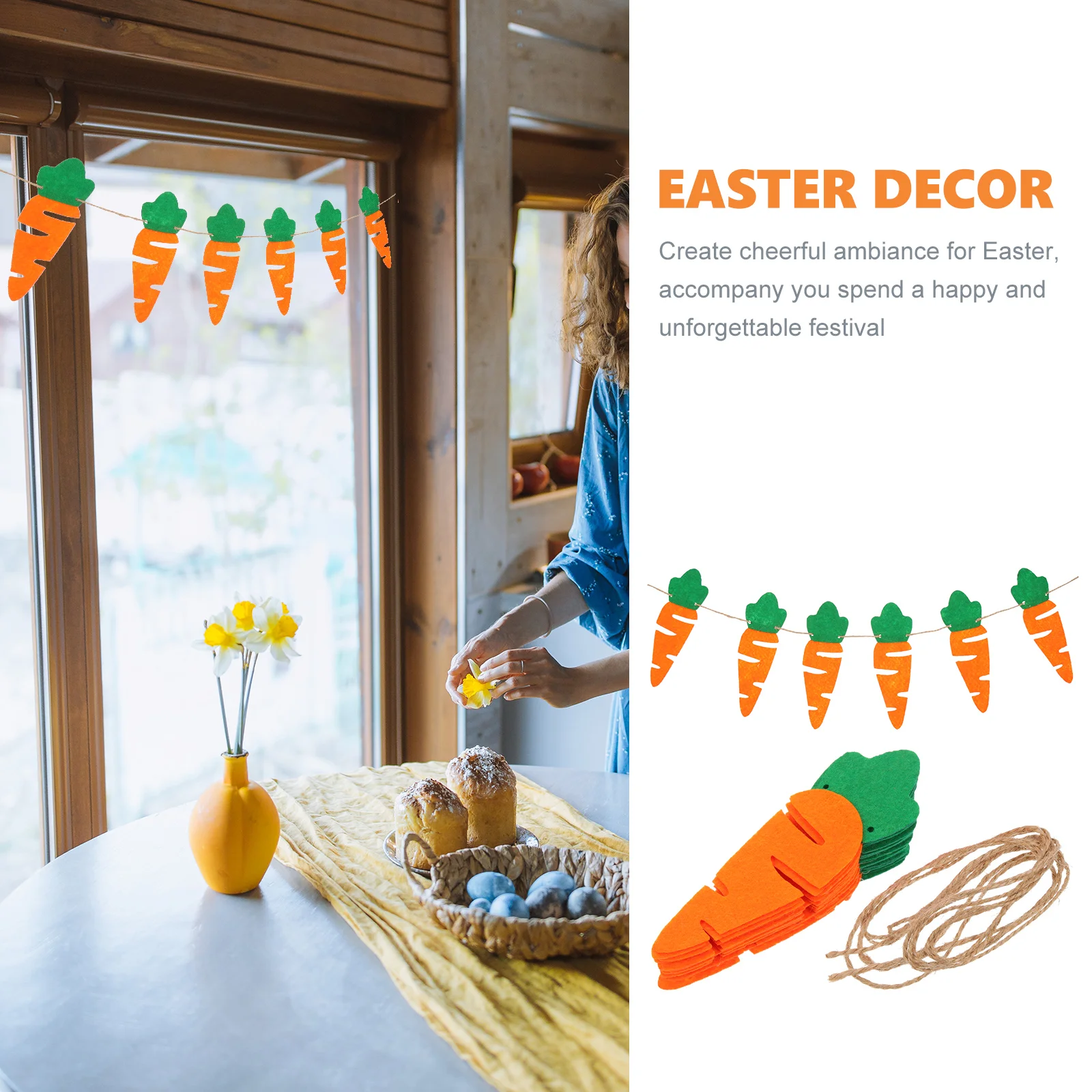 Cloth Carrot Flag Hanging Banner Easter Decor Vegetable Party Decoration Non-woven Fabric for The Home