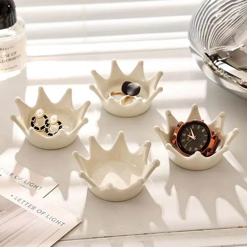 Crown Type Ceramics Ring Holder High Quality Storage Ceramics Display Stand Storage Box Jewelry