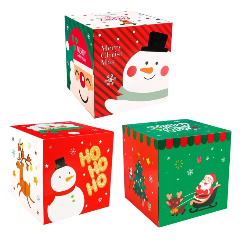 Set of 4 Christmas Gift Box Set With Festival Designs Decorative Christmas Present Boxes Perfect for Various Sized Gifts