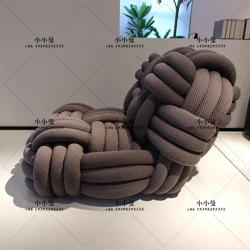 Knot Hand Woven Recliner Creative Living Room Furniture Knitted Fabric Art Leisure Chair