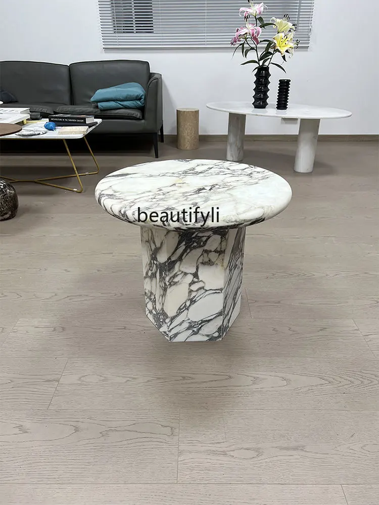 

French Marble round Dining Table Simple Villa Large Apartment Dining Table Negotiation Tea Table