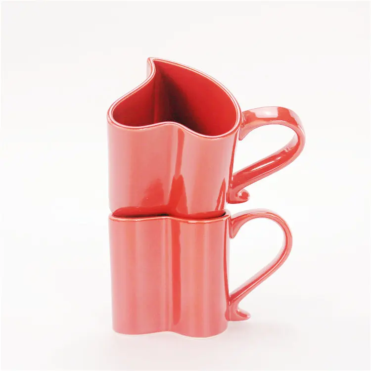 Imagem -03 - Red Heart-shaped Ceramic Coffee Cup para Casais Casais Românticos Cup