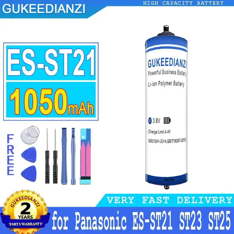 1050mAh GUKEEDIANZI Battery  for Panasonic ES-ST21 ST23 ST25 SE27 ST29 ST37 ST39 ES-GA21 GA20 GA40 ERT3 Big Power Bateria