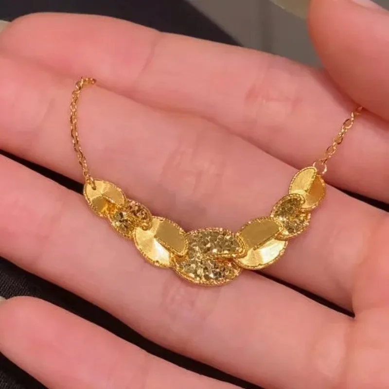 Dynar Jewelry   Exploding gold crushed ice   to the motherland gilded feather necklace 9999 24K real gold 2025 new noble sense c