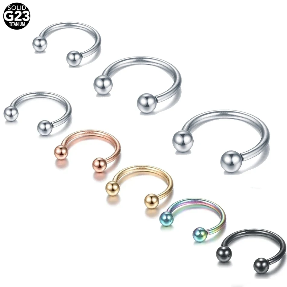 1PC G23 Titanium Nose Ring Circular Barbell Piercing Lip Horseshoe Rings Nose Hoop Stud Cartilage Earring Body Jewelry