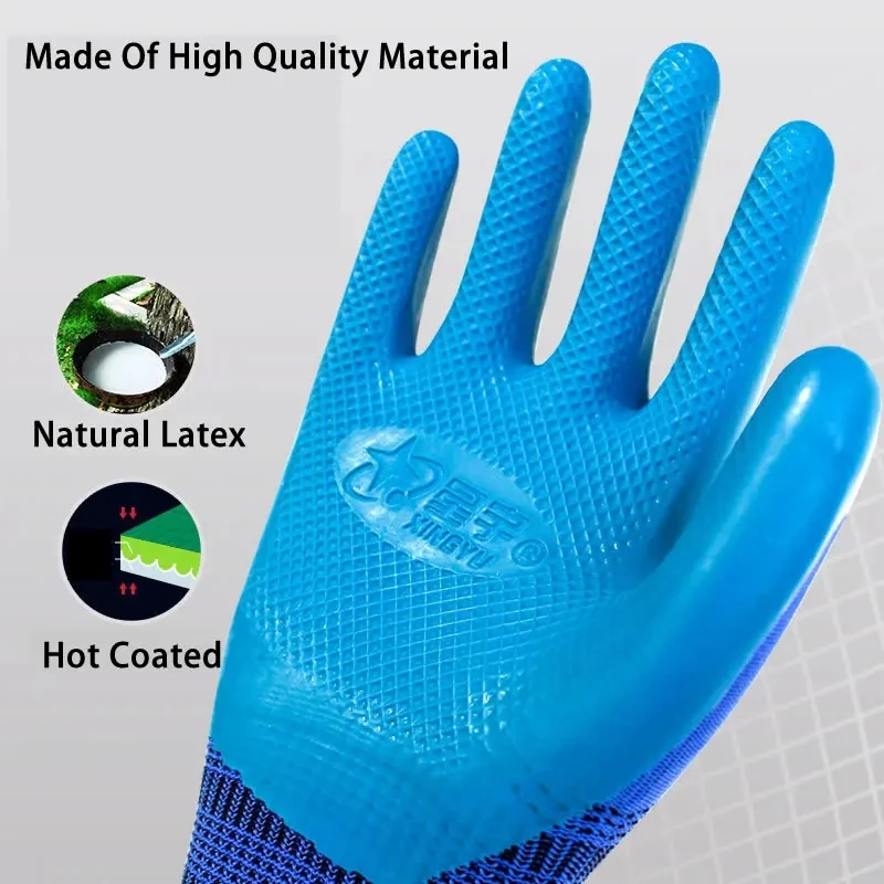 Guantes de trabajo resistentes al agua, manoplas de goma para reparación de jardín, antideslizantes y resistentes al desgaste, 1 par