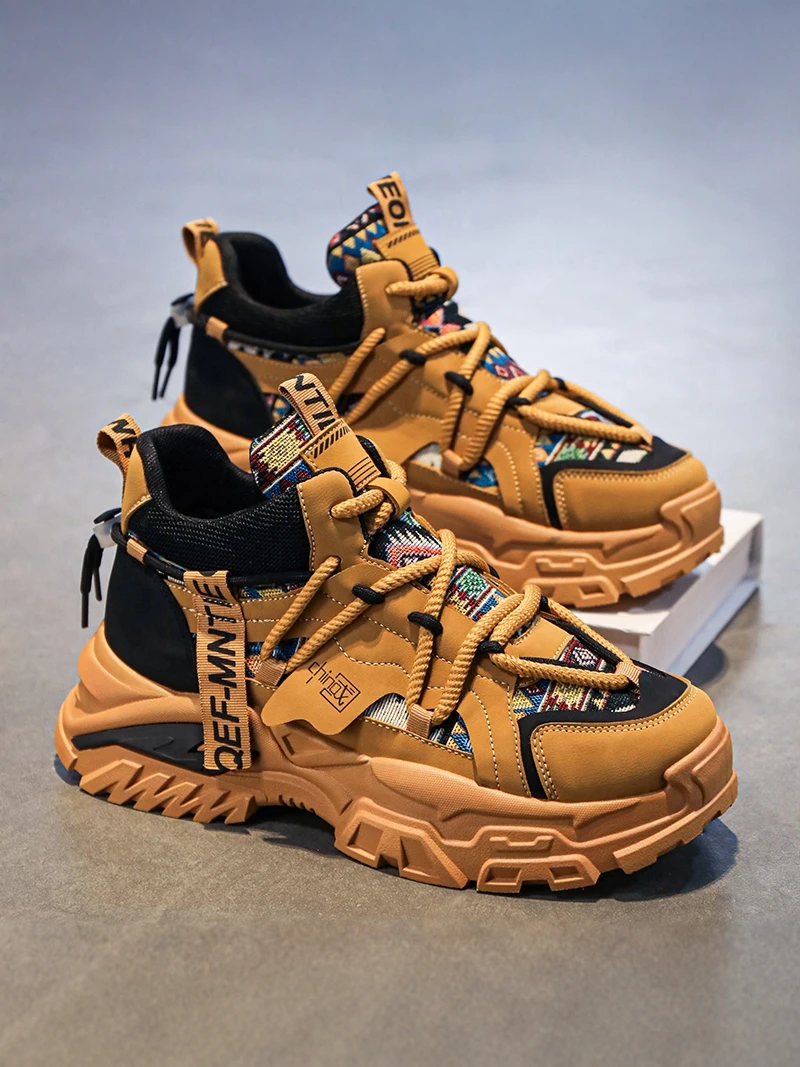 Men's High Top Basketball Shoes Casual Versatile Original Design Dad Style Sporty Trendy Running Shoes Net Lined Lace-Up Boots