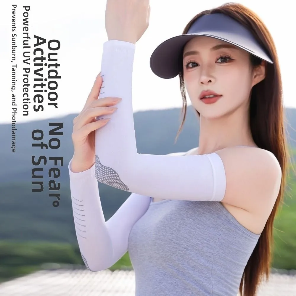 

New Ice Silk Sunscreen Sleeves Quick-drying UV Protection Cooling Sleeves Cover Breathable Sweat-absorbent Arm Sleeve Men&Women