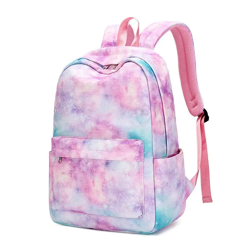 New Three-piece Backpack Girl's Starry Sky Graffiti Printed Schoolbag For Primary School Students Lightweight Water School Bags