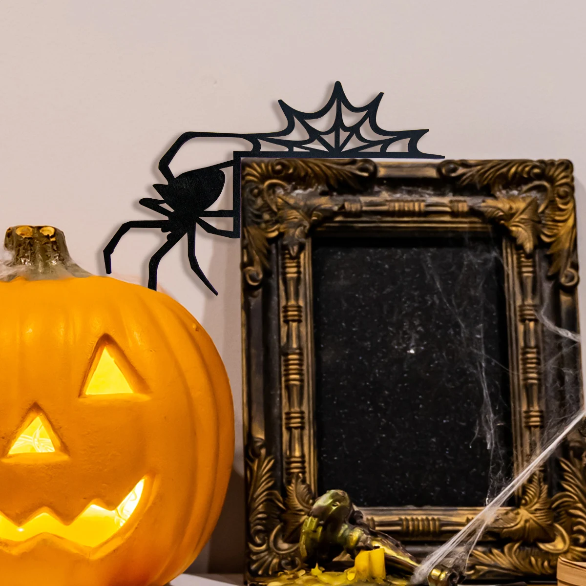 Halloween Door Corner Sign Pumpkin Bat Spider Web Black Wooden Hanging Ornament for Halloween Party Home Door Frame Decorations