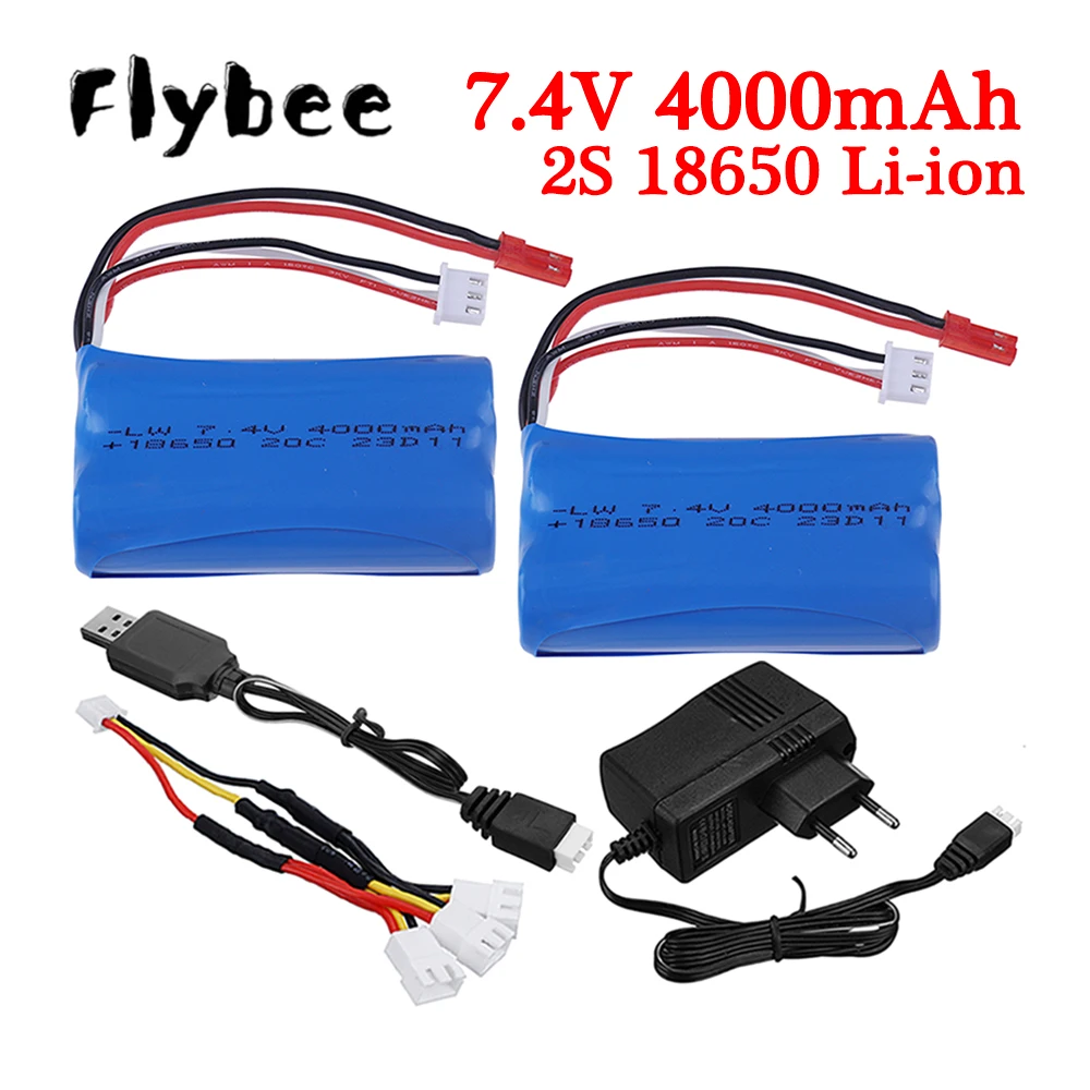 18650 2S 7.4V 4000mAh Li-ion Battery With JST Plug for UDIRC UD1601 UD1602 UD1604 UD1607 SG1603 SG1604 RC Flat Sports Car Toys​