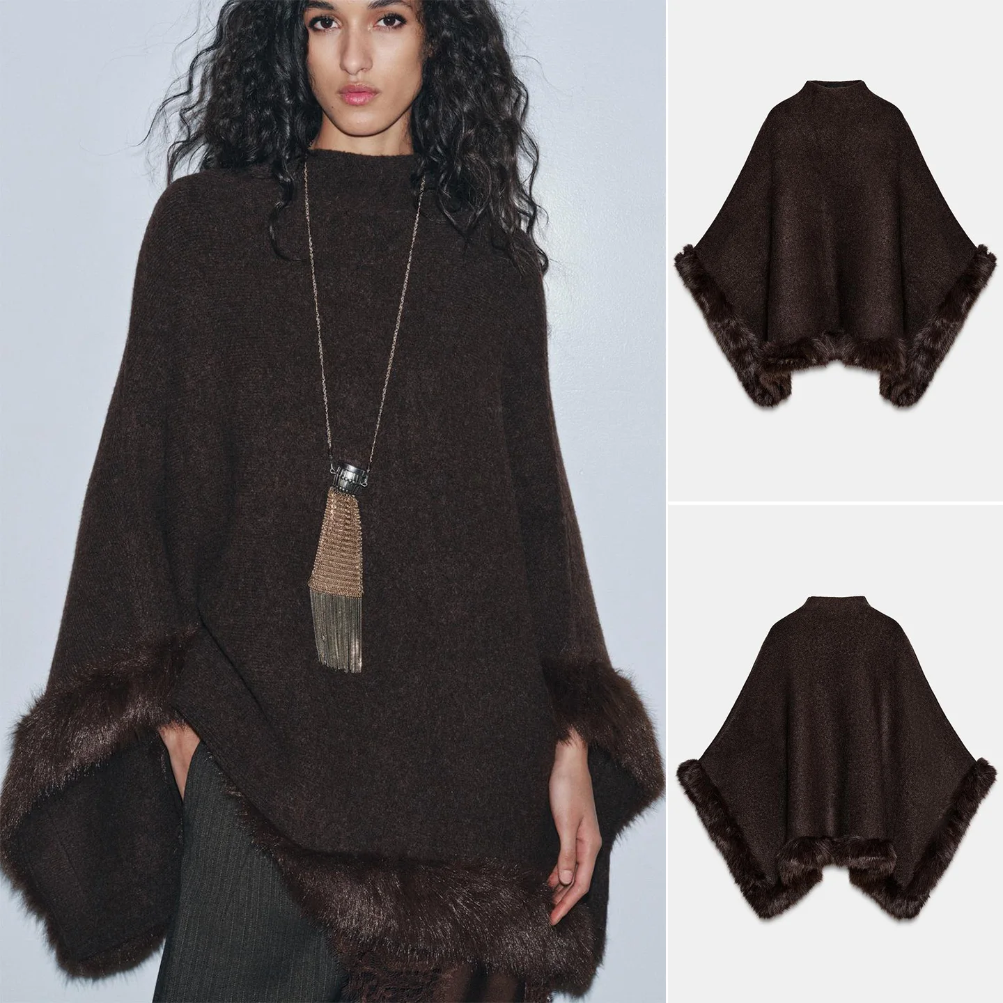 

Новые зимние женские высокие воротники с длинным светом, вязаные искусственные меховые украшения с эффектом многослойного украшения, шило из полиэфирного волокна 00%