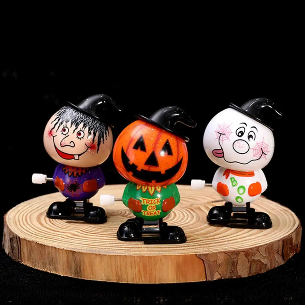 

Clockwork Witch Toy Spooky Halloween Wind-up Pumpkin Toy for Toddlers Cartoon Witch Snowman Black Cat Walking Toys for Boys