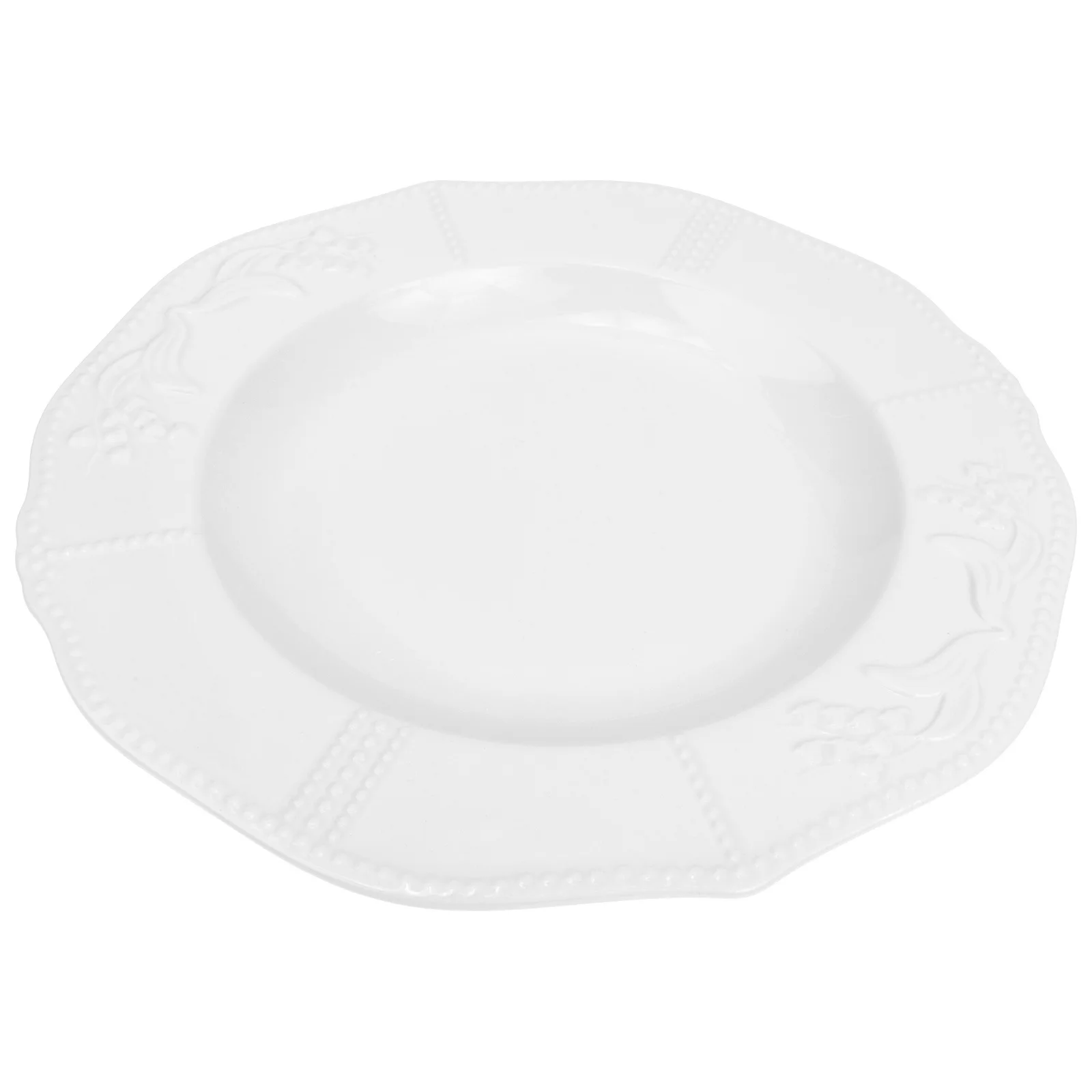 

Porcelain Emboss Plate Multifunctional Food Serving Dessert Salad Bbq Cake Dinner Plates Home Hotel Restaurant Use