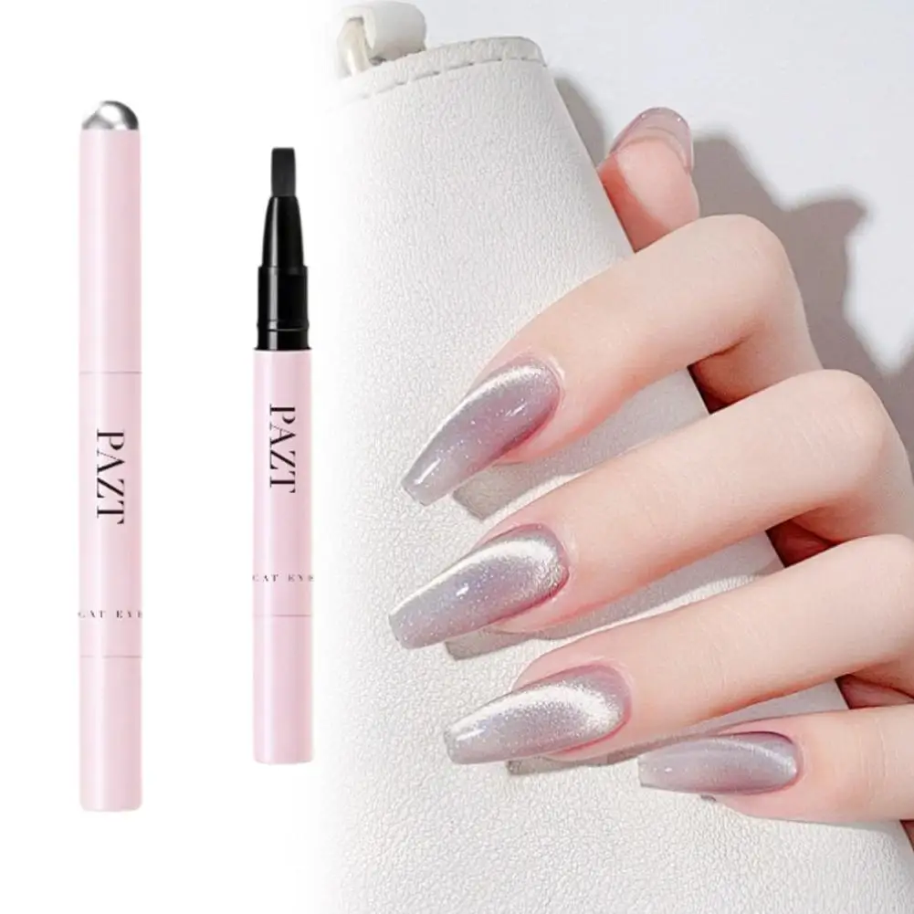 Portable Cat Eye Nail Art Pen with Magnet, Multi-Function 7-in-1 Nail Gel Pen, Beginner Friendly One-Step Manicure Care Pen
