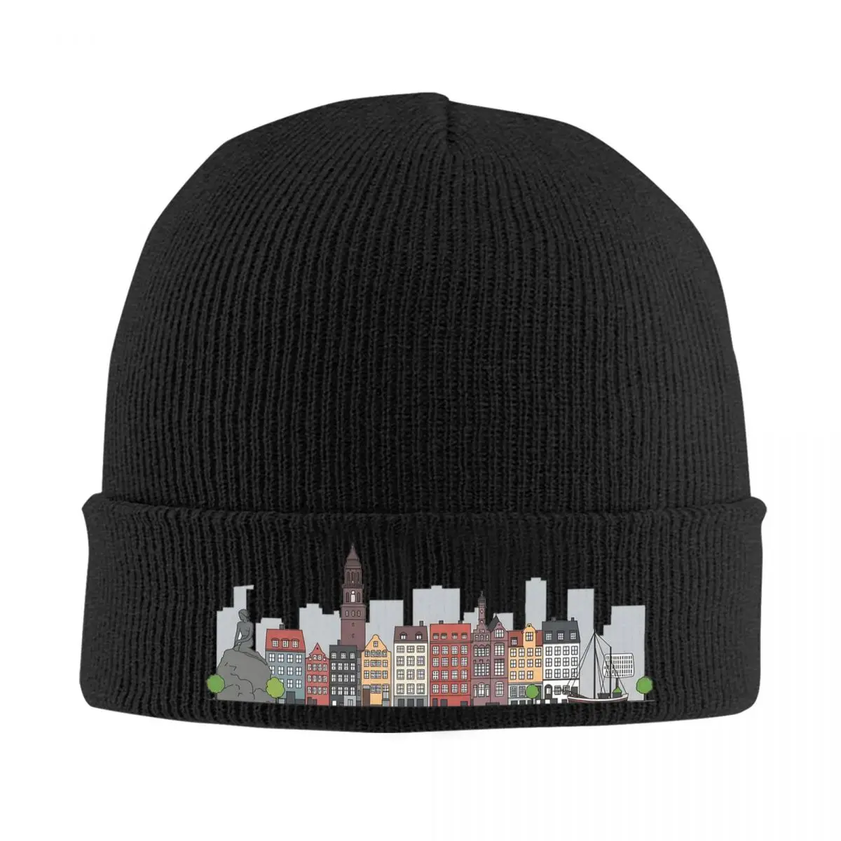 كوبنهاغن السفر أيقونة قبعة محبوكة دافئة الشتاء متماسكة بونيه قبعة Skullies Beanies الهيب هوب قبعات للجنسين #4