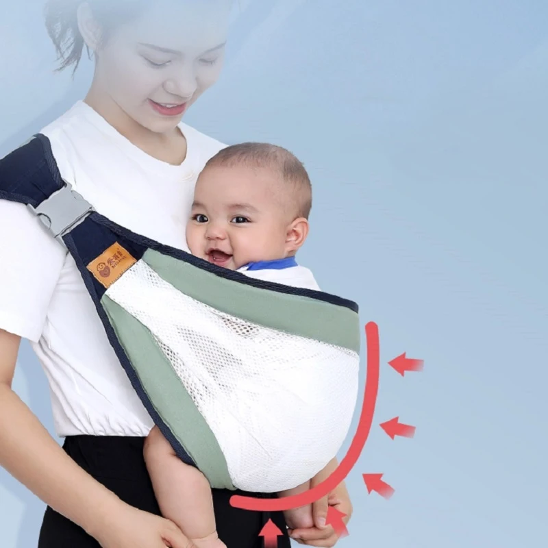 Baby Wrap Carrier Cotton Lightweight Sling Multifunctional Four Seasons Adjustable Simple Carrying for Newborns to Toddlers