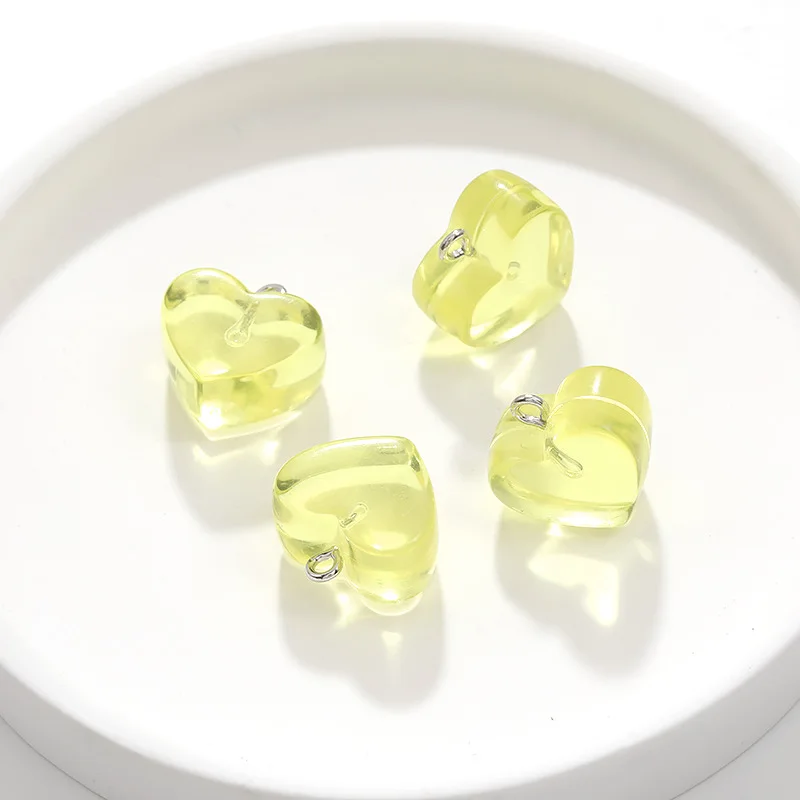 10pcs 15x18MM Multicolor Transparent Heart Charms For Jewelry Making Resin Heart Pendant DIY Bracelet Earrings Necklace Supplies