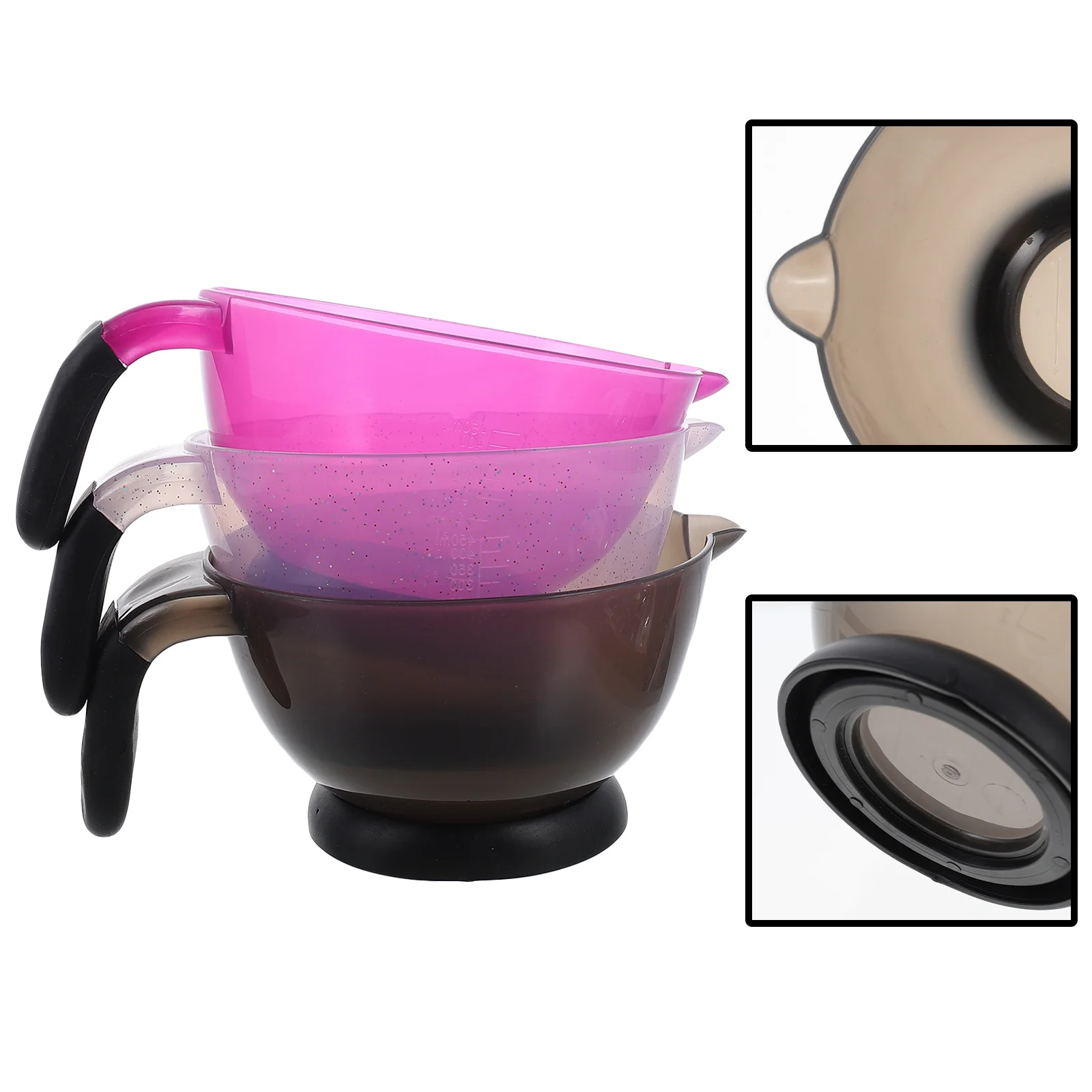 3Pcs Professional Hair Dyeing Bowls Sturdy Reusable Plastic Color Mixing Tint Bowl for Salon Use Hair Dye Bowl - Image 5