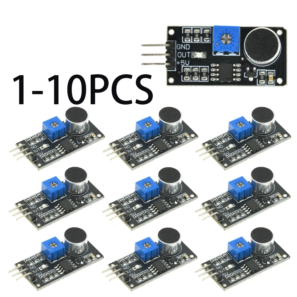 Módulo de Sensor de sonido, amplificador de Sensor de detección de sonido de voz de 3 pines LM393, micrófono Electret, Kit DIY, 1-10 Uds.