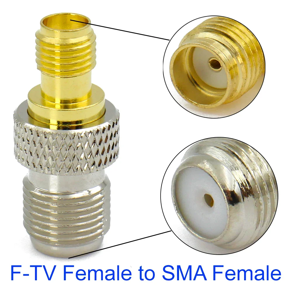 2pcs Connector SMA to F RF coaxial coax adapter F Type Female Jack to SMA Male Plug Straight Connector High Quality