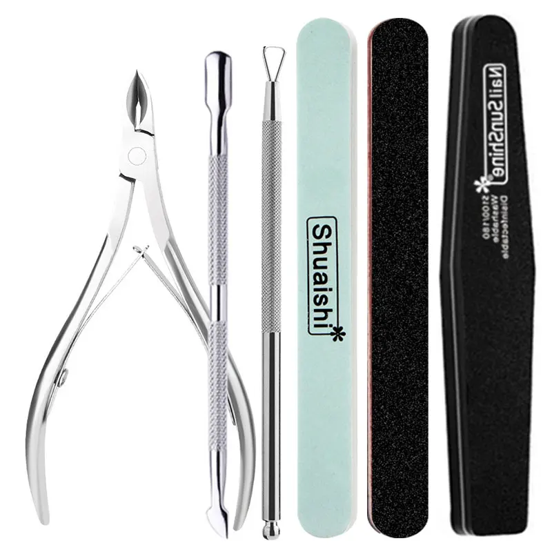 Basic Nail tool kit Durable polishing sanding nail rubbing file polishing stainless steel Dead Skin Pusher Cuticle Nipper