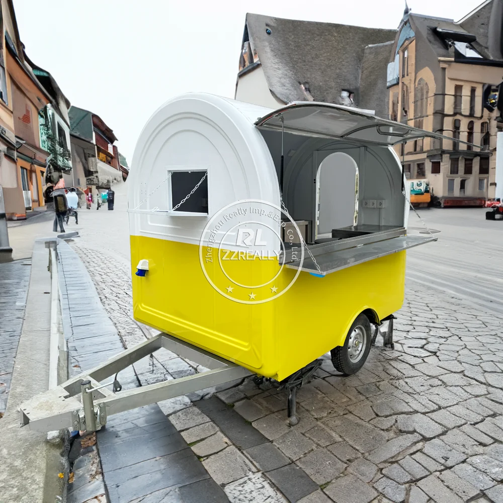 Customized Street Food Trailer Cart  USA Standard Mobile Coffee Snack Cart Concession Food Truck Kiosk