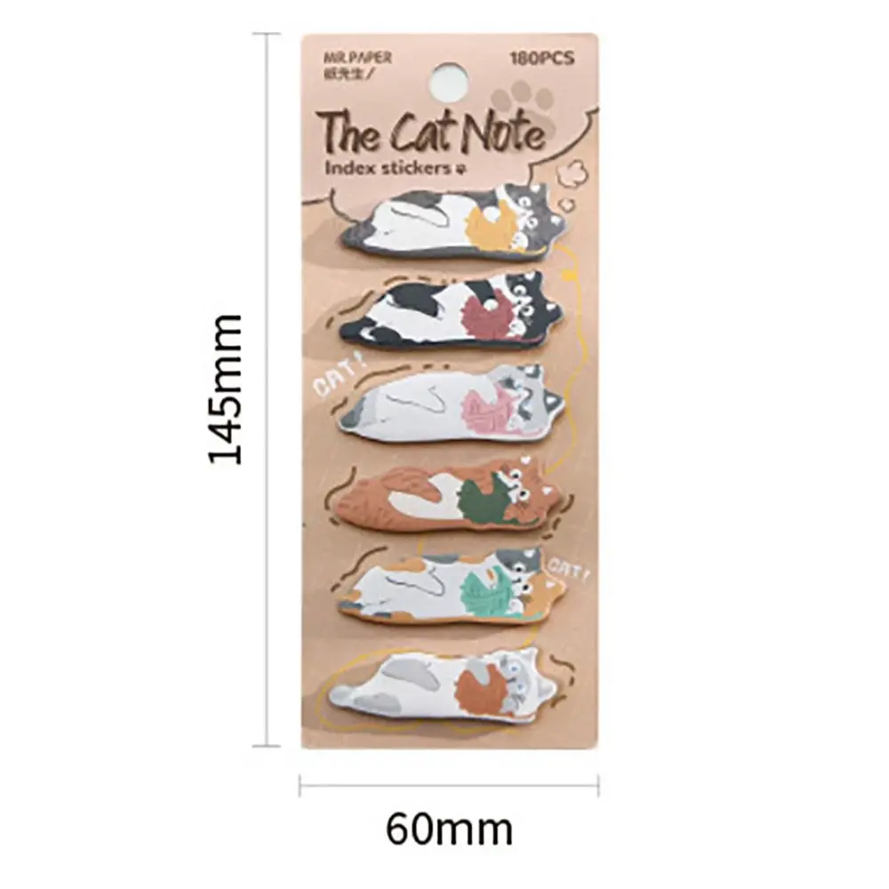 New Paper Cat Index Stickers Cartoon Self Adhesive Cat Note Tabs School Supplies Calendar Marking Labels