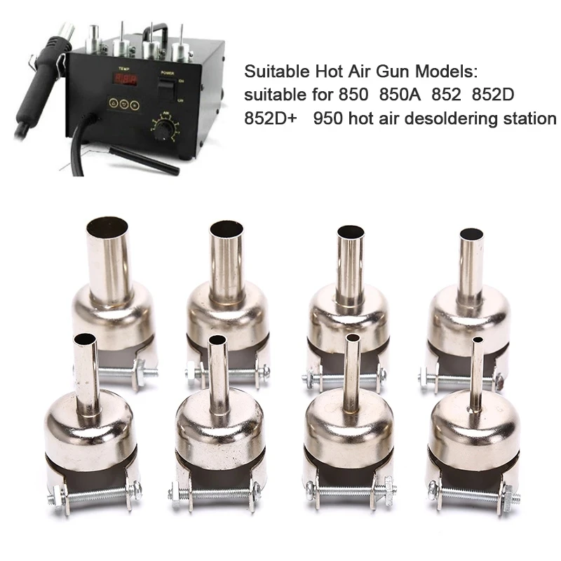 

Hot Air Nozzle Welding Nozzle Soldering Station 3-12mm Silver Stainless Steel For 850 And 852D Series 6028 850